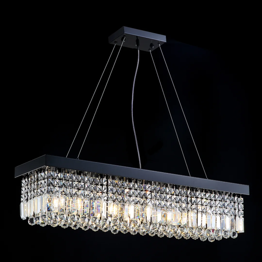 Cambronero 8 - Light Kitchen Island Rectangle Pendant with Crystal Accents