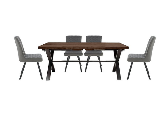 Mars Large Dining Table with 4 Velvet Chairs