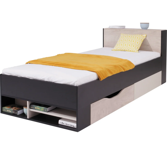 Corder European Single Bed Frame with Drawers and Shelves