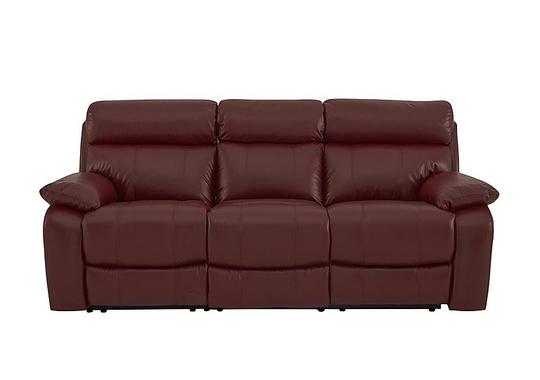 Moreno 3 Seater Leather Power Recliner Sofa with Power Headrests - Red- World of Leather