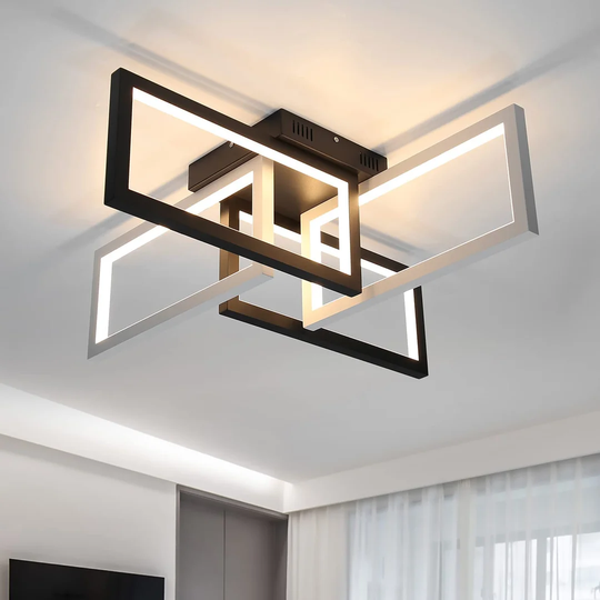 Ivy Bronx Ceiling Lamp LED Living Room Lamp Dimmable Ceiling Light With Remote Control Black And White 88W Modern Design Metal 70Cm Length Bedroom Lam