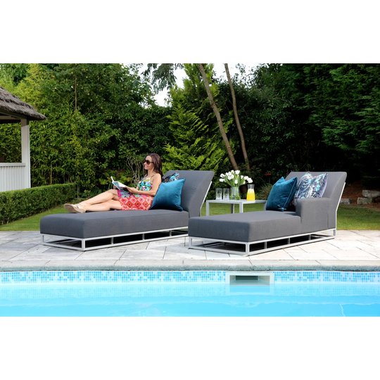 183" Long Single Sun Lounger with Cushion and Table