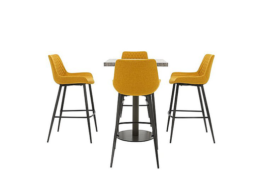 Moon Bar Table and 4 Rocket Bar Stools - Yellow