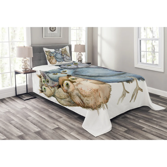 Adelmis Light Blue/Brown Bedspread Set with Pillow Sham