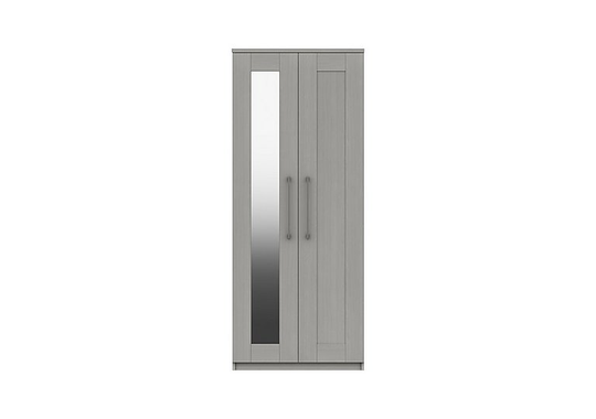London Bedrooms - Fenchurch 2 Door Wardrobe with Mirror - Grey