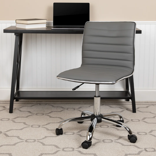 Low Back Designer Armless Ribbed Desk Chair