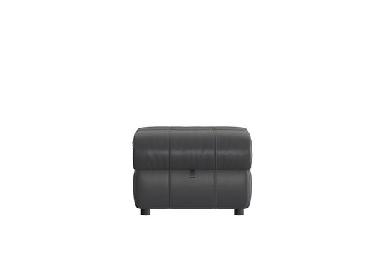 Moreno Leather Storage Footstool - Grey- World of Leather