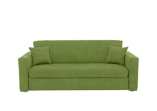Versatile 3 Seater Fabric Sofa Bed with Box Arms - Green