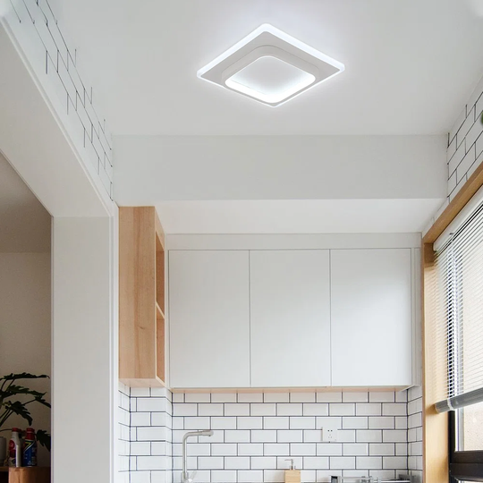 White And Black LED Flush Mount Lighting Square Modern Ceiling Light Fixtures Cool White Light Ceiling Lamp For Kitchen Loft Aisle Hallway Balcony Sta