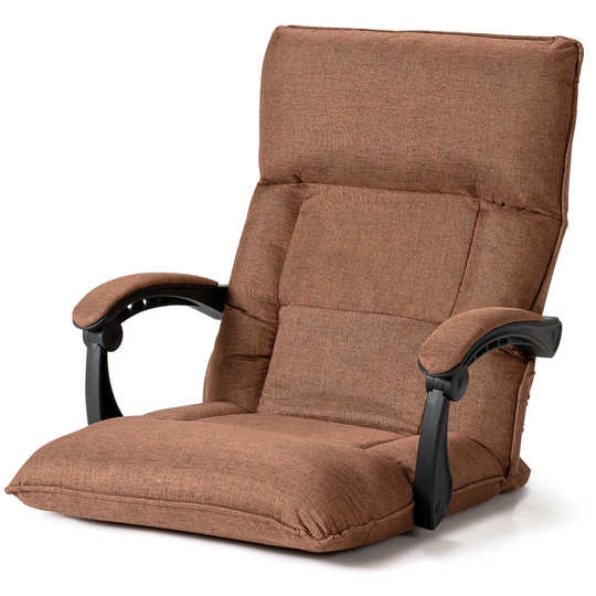 Adjustable Floor Chair Gaming Floor Chair W/ Linkage Armrest 14-Position Adjusting Backrest