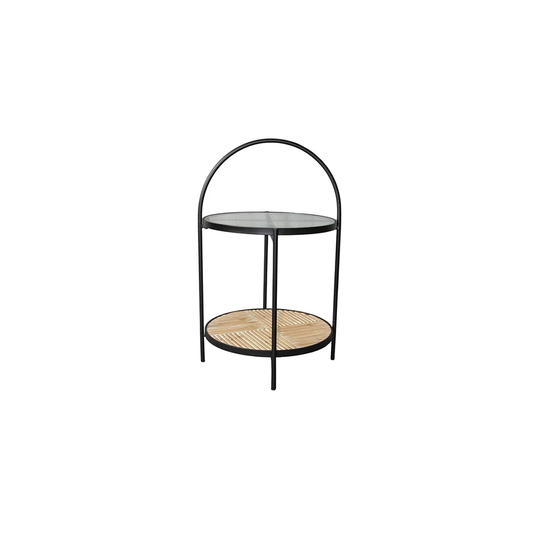 SIDE TABLE WITH CURVE 2 LEVELS WOOD/METAL