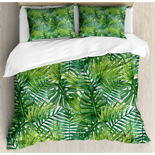 Recdo Pale Green/Dark Green Microfibre 350 TC Duvet Cover Set