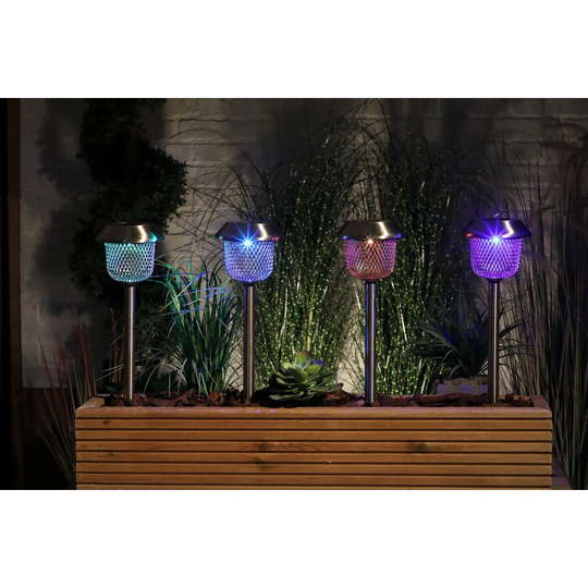 Set Of 4 Solar Mesh Pathway Lights