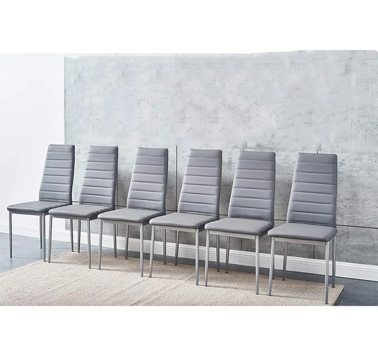 Huguley Grey Faux Leather Padded Chairs