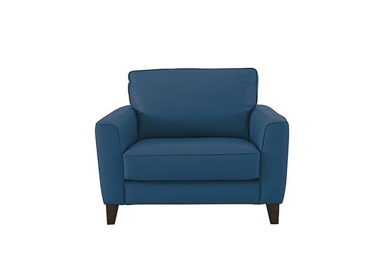 Brondby Leather Cuddle Chair - Blue- World of Leather