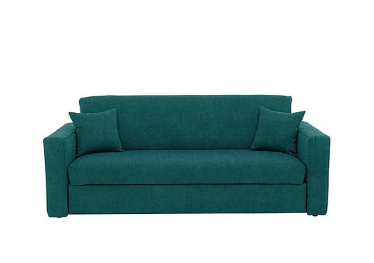 Versatile 3 Seater Fabric Sofa Bed with Box Arms - Teal