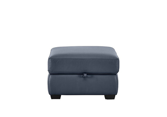 Compact Collection Petit Leather Storage Footstool - Blue- World of Leather