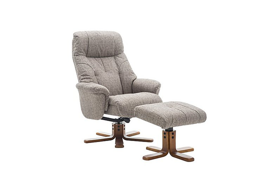 Muscat Fabric Swivel Recliner Chair with Footstool