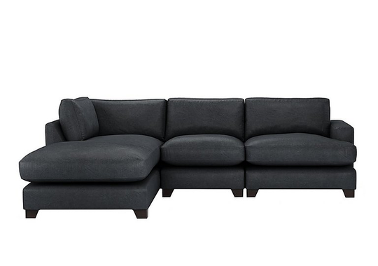 The Lounge Co. - Lorrie 3 Seater Leather Chaise End Sofa - Black