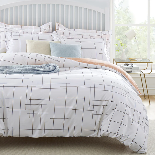 Eroz White Microfibre 200 TC Reversible Modern & Contemporary Duvet Cover Set