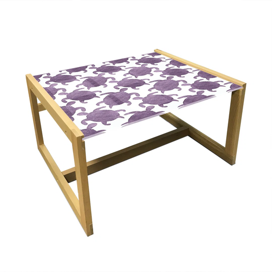 Turtle Coffee Table, Aquarelle Caretta Caretta Silhouette In Grunge Tones On Plain Backdrop, Acrylic Glass Center Table With Wooden Frame For Offices