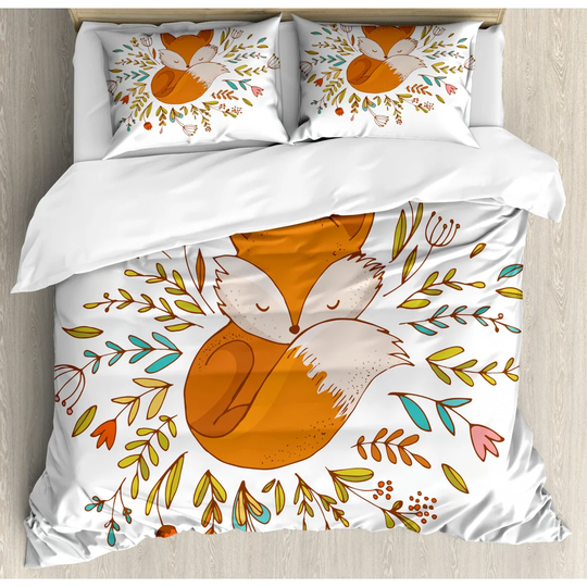 Leeton Dark Orange/White Microfibre 350 TC Modern & Contemporary Duvet Cover Set