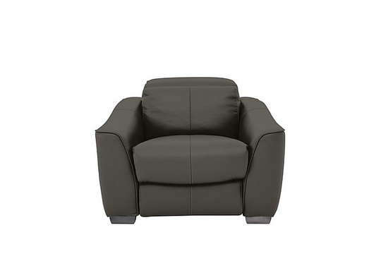 Xavier Leather Power Recliner Armchair with Power Headrest - Grey- World of Leather