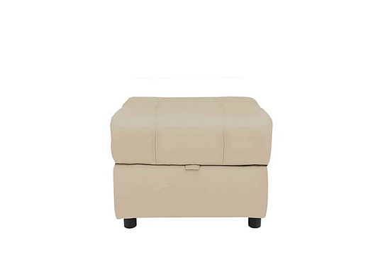 Moreno Leather Storage Footstool - Beige- World of Leather