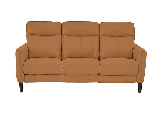 Compact Collection Petit 3 Seater Leather Power Recliner Sofa - Yellow- World of Leather