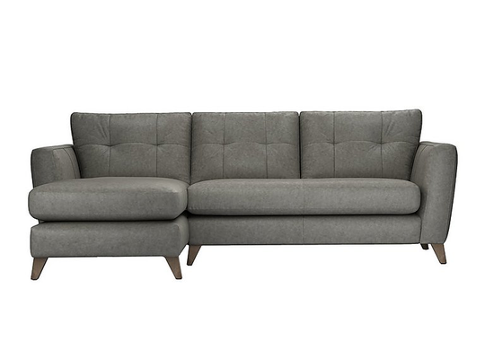 The Lounge Co. - Hermione Leather Corner Sofa with Chaise End - Grey