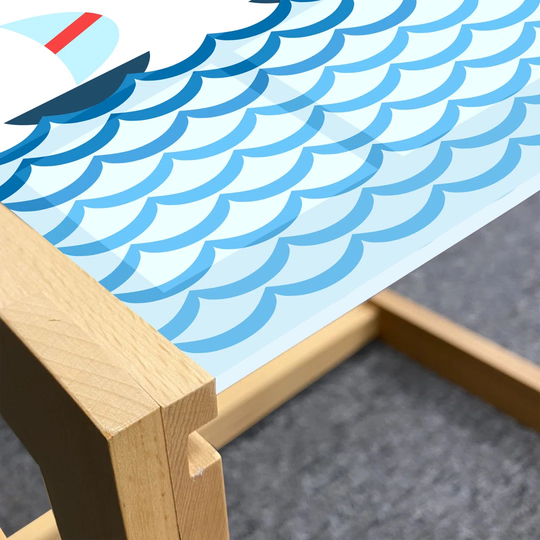 Sailing Coffee Table, Continuous Sailboats On Waves Open Sea Doodle, Acrylic Glass Center Table With Wooden Frame For Offices Dorms Multicolor