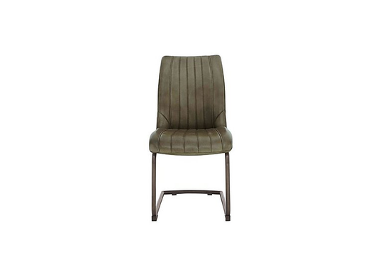 Dee Cantilever Leather Dining Chair - Green