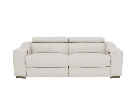 Elixir 3 Seater Leather Power Recliner Sofa - White- World of Leather