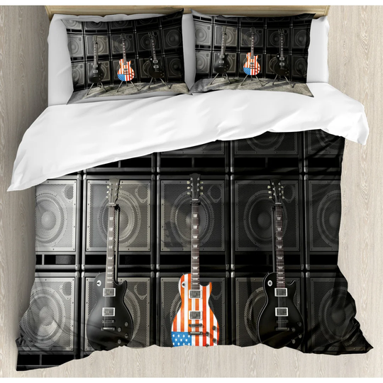 Juliann Black/Red/Blue Microfibre 350 TC Duvet Cover Set