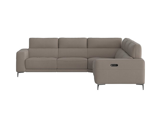 Adama Large Fabric Power Recliner Corner Sofa with Telescopic Headrests - Grey
