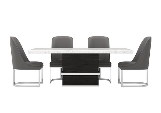 Stone International - Annalisa Dining Table and 4 Faux Leather Dining Chairs