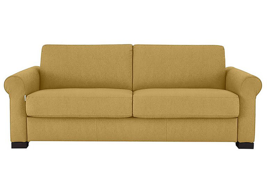Nicoletti - Alcova 3 Seater Fabric Sofa with Scroll Arms - Yellow