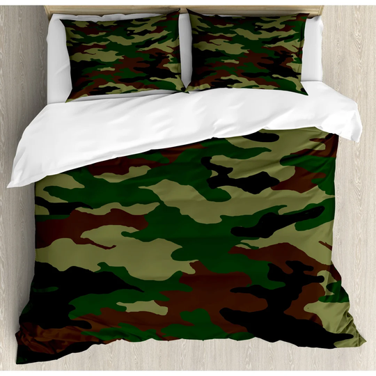 Bixby Pale Green/Dark Green Microfiber 350 TC Modern & Contemporary Duvet Cover Set