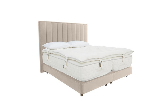 Harrison Spinks - Yorkshire 40,000 Shallow Divan Set with Zip and Link Mattress with Mattress Topper - King Size - Cream