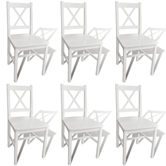 Dining Chairs 6 Pcs White Pinewood