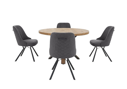 Detroit Round Dining Table and 4 Detroit Dining Chairs - Grey
