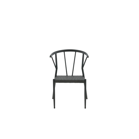 Stina, Dining Chair, Black, Alu, Wicker