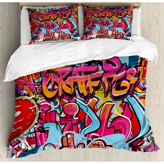 Shellie Red/Blue/Orange Microfiber 350 TC Modern & Contemporary Duvet Cover Set