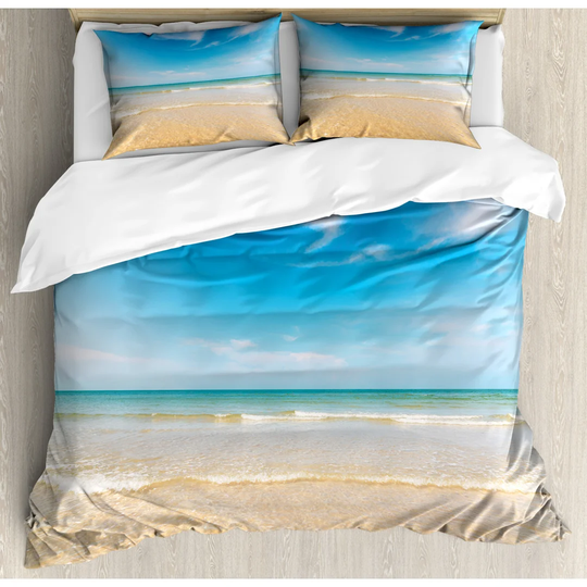 Enloe Cream/Blue Microfibre 350 TC Duvet Cover Set
