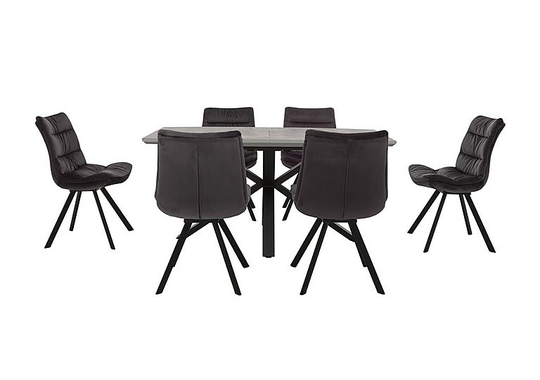 Diego Rectangle Extending Dining Table and 6 Chairs - Grey