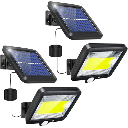 13Cm Black Solar Powered Integrated LED Outdoor Wall Lantern, Garden Courtyard Lighting (Set Of 2)