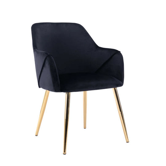 Porthos Home Avah Dining Chair Armchair, Velvet, Gold Chrome Legs