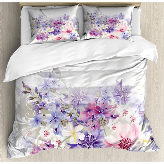 Gain Violet/Pink/White Microfibre 350 TC Duvet Cover Set