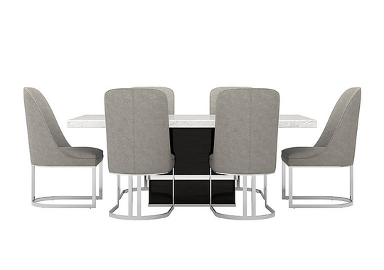 Stone International - Annalisa Dining Table and 6 Fabric Dining Chairs