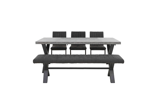 Moon Large Dining Table with 3 Cantilever Dining Chairs and 180cm Bench Dining Set
